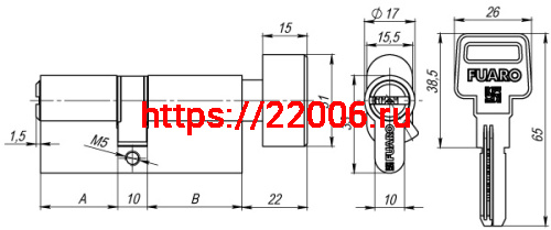 Цилиндровый Fuaro (Фуаро) механизм (R602/60) R6002Knob60(25+10+25) CP хром 5Key с вертушкой фото 3 Цилиндровый Fuaro (Фуаро) механизм (R602/60) R6002Knob60(25+10+25) CP хром 5Key с вертушкой фото 3