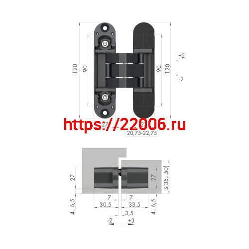 Петля Armadillo (Армадилло) скрытой установки U3D7000 SC (12060UN3D) мат. хром TECH фото 2 Петля Armadillo (Армадилло) скрытой установки U3D7000 SC (12060UN3D) мат. хром TECH фото 2