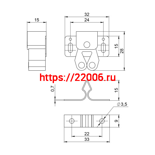 Защелка Ajax (Аякс) роликовая металлическая ZLR32х26 AB брона фото 2 Защелка Ajax (Аякс) роликовая металлическая ZLR32х26 AB брона фото 2