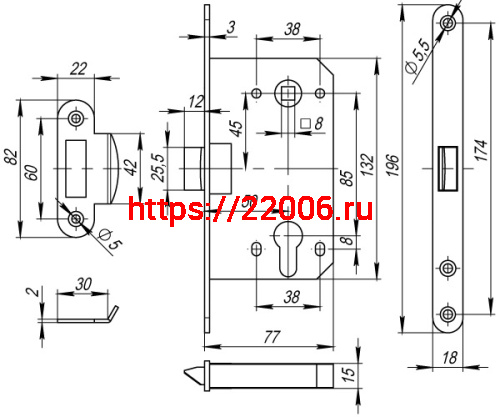 Корпус Fuaro (Фуаро) врезного замка c защёлкой PLASTP85C-50 (P85C-50) CP хром фото 3 Корпус Fuaro (Фуаро) врезного замка c защёлкой PLASTP85C-50 (P85C-50) CP хром фото 3