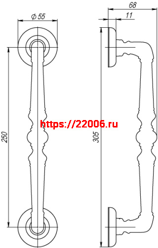 Ручка-скоба Fuaro (Фуаро) PULL.SM250.PALAZZO RB-10 (PALAZZO PULL SM) французское золото фото 5 Ручка-скоба Fuaro (Фуаро) PULL.SM250.PALAZZO RB-10 (PALAZZO PULL SM) французское золото фото 5