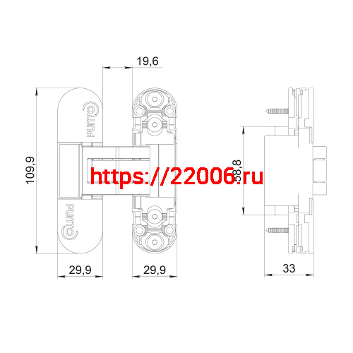 Петля Punto (Пунто) скрытой установки UNION 2.0 ZN/IND (2.2) BL черный (NO LOGO) фото 3 Петля Punto (Пунто) скрытой установки UNION 2.0 ZN/IND (2.2) BL черный (NO LOGO) фото 3