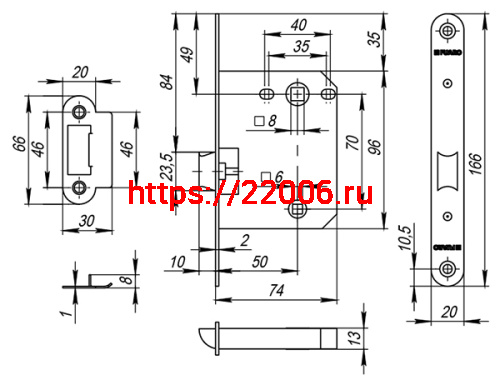 Защелка Fuaro (Фуаро) врезная PLASTP82-50 (P82-50) CP хром фото 3 Защелка Fuaro (Фуаро) врезная PLASTP82-50 (P82-50) CP хром фото 3