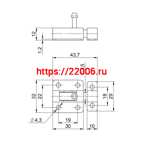 Шпингалет Ajax (Аякс) мебельный металлический SPD40х30 BL черный фото 2 Шпингалет Ajax (Аякс) мебельный металлический SPD40х30 BL черный фото 2