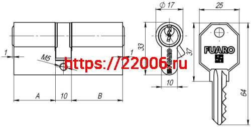 Цилиндровый Fuaro (Фуаро) механизм 100 CA 80 mm (35+10+35) CP хром 3 кл. фото 2 Цилиндровый Fuaro (Фуаро) механизм 100 CA 80 mm (35+10+35) CP хром 3 кл. фото 2