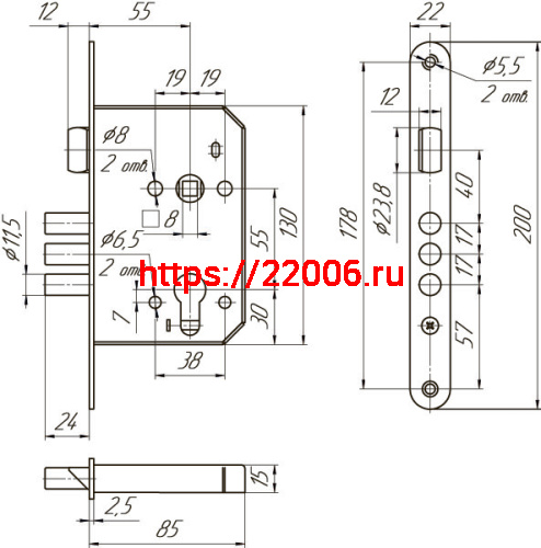 Корпус Mettem (Меттэм) врезного замка с защёлкой ЗВ4 402.0.0 фото 2 Корпус Mettem (Меттэм) врезного замка с защёлкой ЗВ4 402.0.0 фото 2