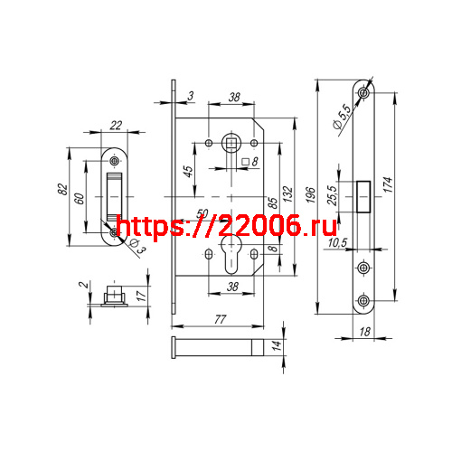 Корпус Fuaro (Фуаро) врезного замка MAGNM85C-50 (M85C-50) SSC сатинированный хром фото 3 Корпус Fuaro (Фуаро) врезного замка MAGNM85C-50 (M85C-50) SSC сатинированный хром фото 3