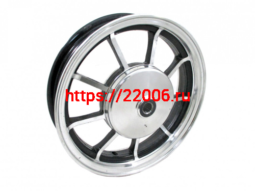 Диск колеса 10" Yamaha Jog задний, литой, барабанный тормоз черный Диск колеса 10" Yamaha Jog задний, литой, барабанный тормоз черный