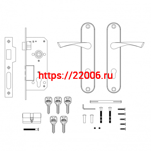 Замок Punto (Пунто) цилиндровый в комплекте с ручкой LOCKSET90.CRONA.4585-3 (KIT P90 4585/3 CRONA) SN мат.никель фото 4 Замок Punto (Пунто) цилиндровый в комплекте с ручкой LOCKSET90.CRONA.4585-3 (KIT P90 4585/3 CRONA) SN мат.никель фото 4