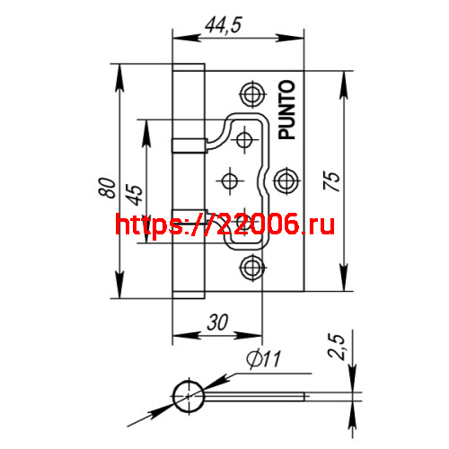 Петля Punto (Пунто) универсальная без врезки IN3200W-HD CP (200-2B/HD 75x2,5) хром фото 3 Петля Punto (Пунто) универсальная без врезки IN3200W-HD CP (200-2B/HD 75x2,5) хром фото 3