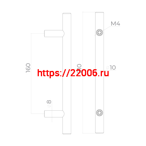 Ручка-рейлинг Ajax (Аякс) мебельная MB-H-005-160 мм SS нерж. фото 3 Ручка-рейлинг Ajax (Аякс) мебельная MB-H-005-160 мм SS нерж. фото 3