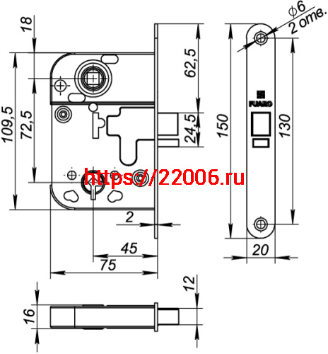 Замок Fuaro (Фуаро) межкомнатный 2014-WC ZN (цинк) фото 4 Замок Fuaro (Фуаро) межкомнатный 2014-WC ZN (цинк) фото 4