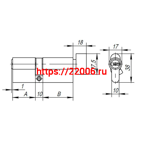 Цилиндровый Ajax (Аякс) механизм (AX202/100) AX2002Knob100 (40+10+50) CP хром с вертушкой фото 2 Цилиндровый Ajax (Аякс) механизм (AX202/100) AX2002Knob100 (40+10+50) CP хром с вертушкой фото 2