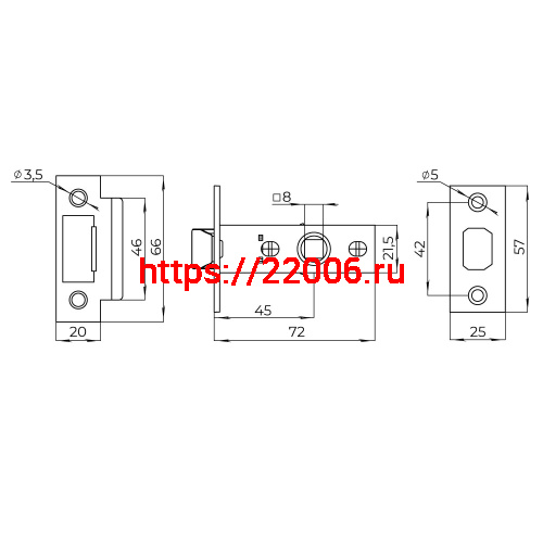 Защелка Ajax (Аякс) врезная PLASTLP45-8 (LP45-8) CP хром фото 3 Защелка Ajax (Аякс) врезная PLASTLP45-8 (LP45-8) CP хром фото 3