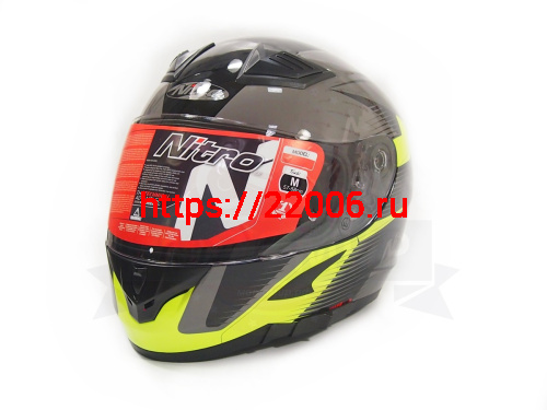 Шлем интеграл NITRO N2300 RIFT DVS (Black/Gun/Safety Yellow), размер M (6 шт в кор.) Шлем интеграл NITRO N2300 RIFT DVS (Black/Gun/Safety Yellow), размер M (6 шт в кор.)