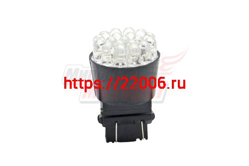 Лампа 12 В P27/7W (3157) W3x16D, 19 светодиодов LED 5 мм без цоколя, белая Лампа 12 В P27/7W (3157) W3x16D, 19 светодиодов LED 5 мм без цоколя, белая