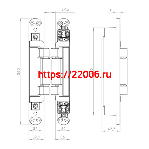 Петля Armadillo (Армадилло) скрытой установки U3D2200.VPG SC мат. хром TECH фото 4 Петля Armadillo (Армадилло) скрытой установки U3D2200.VPG SC мат. хром TECH фото 4