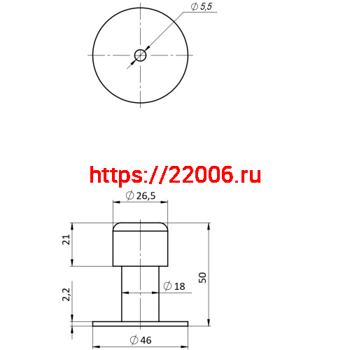 Упор Punto (Пунто) дверной настенный DFIX/W50 INOX фото 2 Упор Punto (Пунто) дверной настенный DFIX/W50 INOX фото 2