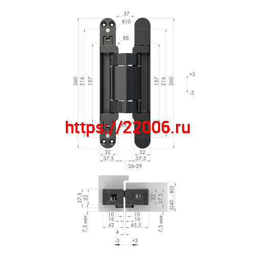 Петля Armadillo (Армадилло) скрытой установки U3D2200.VPG SC мат. хром TECH фото 2 Петля Armadillo (Армадилло) скрытой установки U3D2200.VPG SC мат. хром TECH фото 2