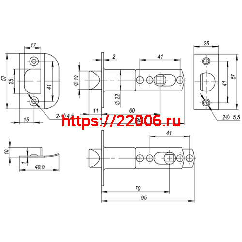 Ручка Ajax (Аякс) защелка DK610 AB-PS (6010 AB-P) (без фик.) бронза фото 3