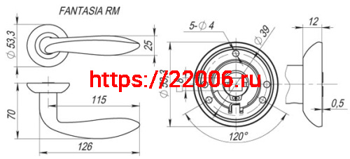 Ручка Fuaro (Фуаро) раздельная R.RM54.FANTASIA (FANTASIA RM) SN/CP-3 матовый никель/хром фото 2 Ручка Fuaro (Фуаро) раздельная R.RM54.FANTASIA (FANTASIA RM) SN/CP-3 матовый никель/хром фото 2