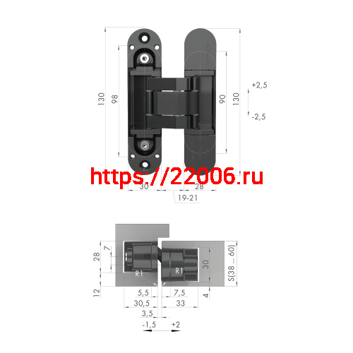 Петля Armadillo (Армадилло) скрытой установки U3D5000.VPG GP золото TECH фото 2 Петля Armadillo (Армадилло) скрытой установки U3D5000.VPG GP золото TECH фото 2