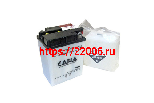 Аккумулятор CANA 6v/14hr 6N14 (140EN, DC, 105*77*140, -) 6 Аккумулятор CANA 6v/14hr 6N14 (140EN, DC, 105*77*140, -) 6