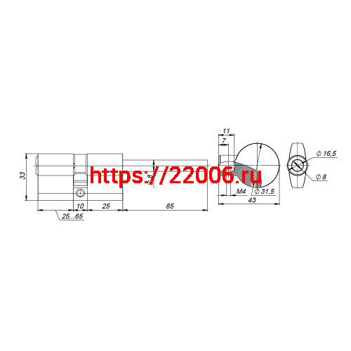 Цилиндровый Fuaro (Фуаро) механизм (D-PRO507-8/95) D-PRO5007-8Tang95(60+10+25) CP хром 5+1Key со штоком перекод. фото 3 Цилиндровый Fuaro (Фуаро) механизм (D-PRO507-8/95) D-PRO5007-8Tang95(60+10+25) CP хром 5+1Key со штоком перекод. фото 3