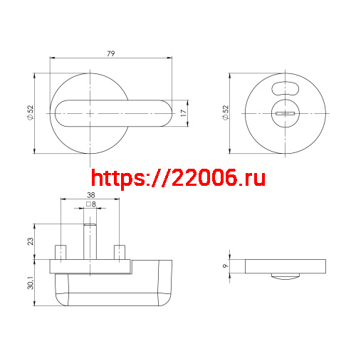 Ручка Ajax (Аякс) поворотная BK6.WC.CABIN PVC GREY серый фото 3 Ручка Ajax (Аякс) поворотная BK6.WC.CABIN PVC GREY серый фото 3