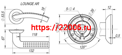Ручка Fuaro (Фуаро) раздельная R.AR54.LOUNGE (LOUNGE AR) 130mm SN/CP-3 матовый никель/хром фото 2 Ручка Fuaro (Фуаро) раздельная R.AR54.LOUNGE (LOUNGE AR) 130mm SN/CP-3 матовый никель/хром фото 2