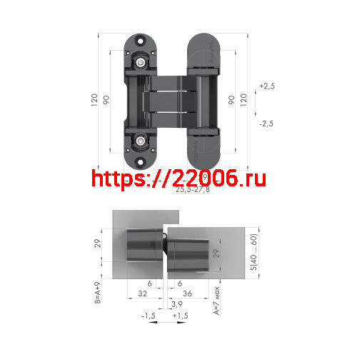 Петля Armadillo (Армадилло) скрытой установки U3D8000.VPG WH белый TECH фото 3 Петля Armadillo (Армадилло) скрытой установки U3D8000.VPG WH белый TECH фото 3