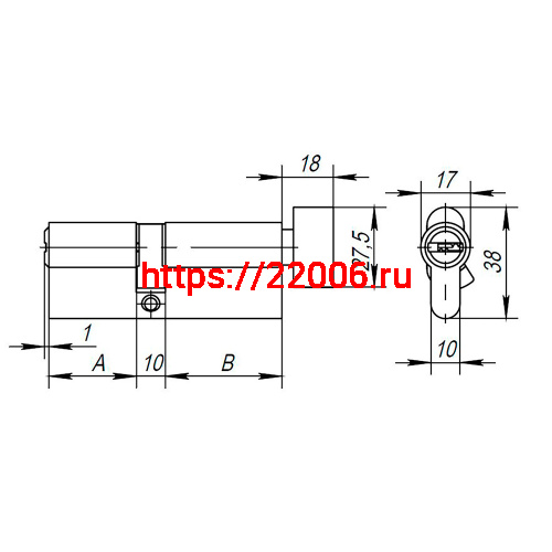 Цилиндровый Ajax (Аякс) механизм (AX202/90) AX2002Knob90 (40+10+40) CP хром с вертушкой фото 3 Цилиндровый Ajax (Аякс) механизм (AX202/90) AX2002Knob90 (40+10+40) CP хром с вертушкой фото 3