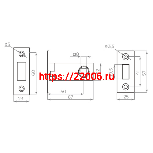 Защелка Ajax (Аякс) врезная MAGNLN50-8 CP хром фото 4 Защелка Ajax (Аякс) врезная MAGNLN50-8 CP хром фото 4