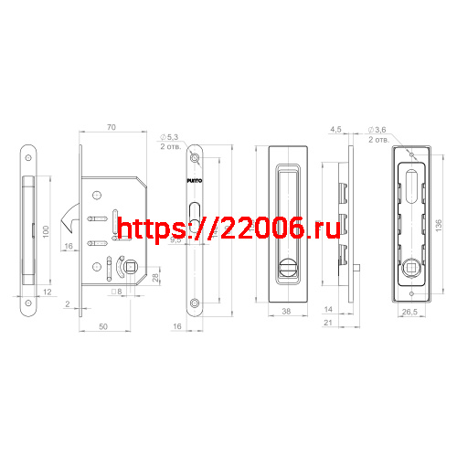 Защелка Punto (Пунто) с ручками для раздвижных дверей SH.SLQ152.011 (Soft LINE SLQ-011) SN мат.никель фото 3 Защелка Punto (Пунто) с ручками для раздвижных дверей SH.SLQ152.011 (Soft LINE SLQ-011) SN мат.никель фото 3