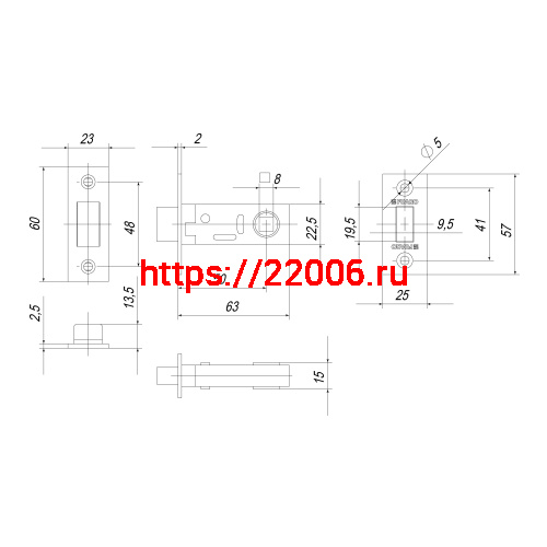 Защелка Fuaro (Фуаро) врезная MAGNET M12-50-25 AC медь фото 3 Защелка Fuaro (Фуаро) врезная MAGNET M12-50-25 AC медь фото 3