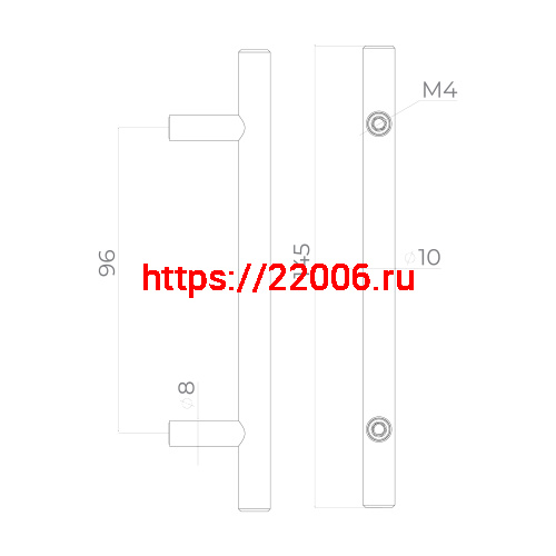 Ручка-рейлинг Ajax (Аякс) мебельная MB-H-005-96 мм SS нерж. фото 3 Ручка-рейлинг Ajax (Аякс) мебельная MB-H-005-96 мм SS нерж. фото 3