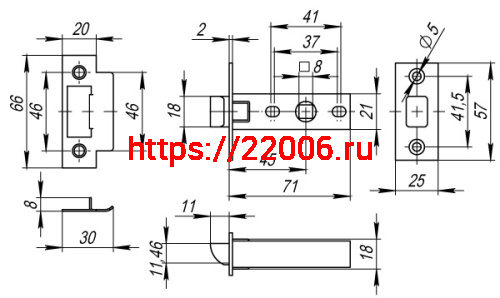 Защелка Fuaro (Фуаро) врезная PLASTP12-45-25 (P12-45) AC медь фото 3 Защелка Fuaro (Фуаро) врезная PLASTP12-45-25 (P12-45) AC медь фото 3