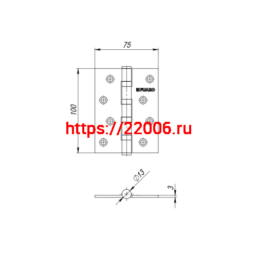 Петля Fuaro (Фуаро) универсальная HEAVY IN4400U SSG (сатинированное золото) 100х75х3 мм фото 3 Петля Fuaro (Фуаро) универсальная HEAVY IN4400U SSG (сатинированное золото) 100х75х3 мм фото 3