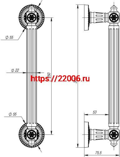 Ручка-скоба Armadillo (Армадилло) PULL.CL250.Matador ( Matador PULL CL) GOLD-24 золото 24К фото 3