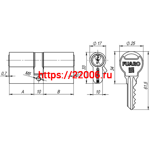 Цилиндровый Fuaro (Фуаро) механизм (R300/60) R3000Key60(25+10+25) AB бронза 5Key фото 2 Цилиндровый Fuaro (Фуаро) механизм (R300/60) R3000Key60(25+10+25) AB бронза 5Key фото 2