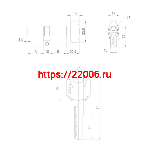 Цилиндровый Punto (Пунто) механизм (Z402/100) Z4002Knob100(45+10+45) с вертушкой CP хром фото 4 Цилиндровый Punto (Пунто) механизм (Z402/100) Z4002Knob100(45+10+45) с вертушкой CP хром фото 4