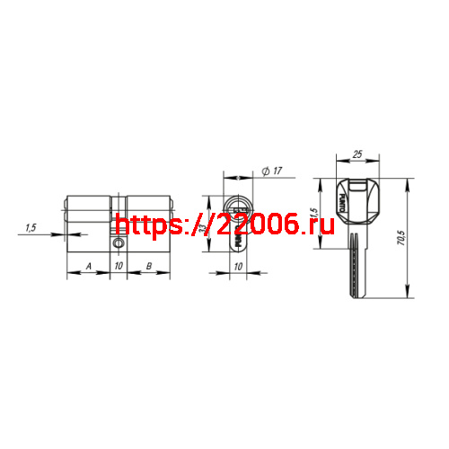 Цилиндровый Punto (Пунто) механизм MaxPro7000Key110mm(50+10+50) SN никель 7key фото 3 Цилиндровый Punto (Пунто) механизм MaxPro7000Key110mm(50+10+50) SN никель 7key фото 3