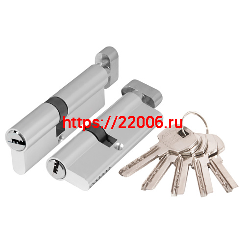 Цилиндровый Ajax (Аякс) механизм (AX202/100) AX2002Knob100 (40+10+50) CP хром с вертушкой Цилиндровый Ajax (Аякс) механизм (AX202/100) AX2002Knob100 (40+10+50) CP хром с вертушкой