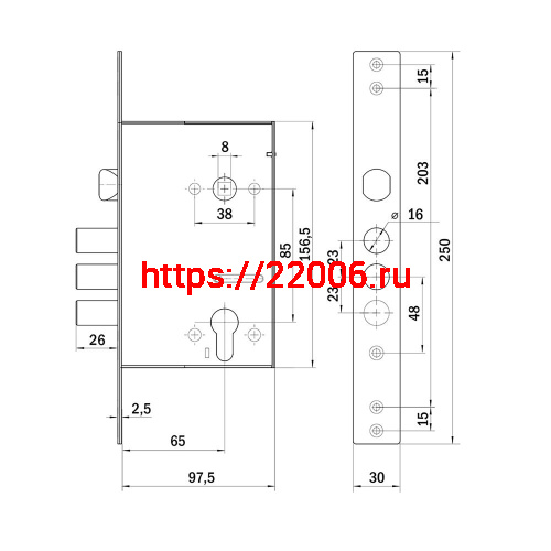 Корпус Punto (Пунто) врезного замка c защёлкой MDV30C-816 CP (V30/C) CP хром тех.уп. фото 3 Корпус Punto (Пунто) врезного замка c защёлкой MDV30C-816 CP (V30/C) CP хром тех.уп. фото 3