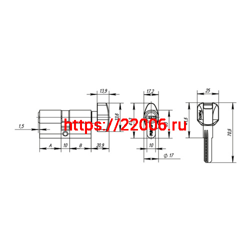 Цилиндровый Punto (Пунто) механизм MaxPro7002Knob80mm(35+10+35) SN никель 7key с вертушкой фото 4 Цилиндровый Punto (Пунто) механизм MaxPro7002Knob80mm(35+10+35) SN никель 7key с вертушкой фото 4