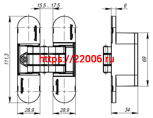 Петля Armadillo (Армадилло) скрытой установки U3D6000 CP (11160UN3D) хром фото 6 Петля Armadillo (Армадилло) скрытой установки U3D6000 CP (11160UN3D) хром фото 6