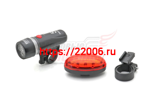 Фара вело передняя (бат.) (5 диод.)+задний габарит №808