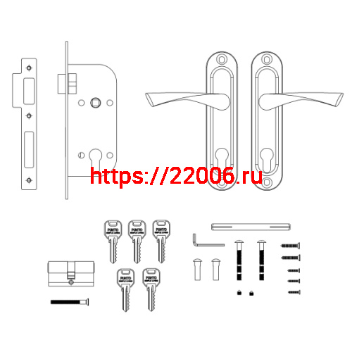 Замок Punto (Пунто) цилиндровый в комплекте с ручкой LOCKSET16.CRONA.4070-1 (KIT P16 4070 CRONA) SN мат.никель фото 4 Замок Punto (Пунто) цилиндровый в комплекте с ручкой LOCKSET16.CRONA.4070-1 (KIT P16 4070 CRONA) SN мат.никель фото 4