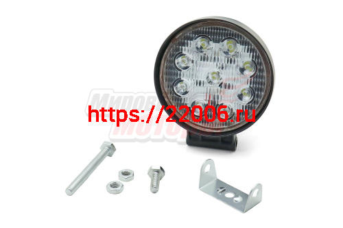 Фара светодиодная 27W 9 диодов SMD, 55мм круг. мет. корпус, дальний свет (Spot) Фара светодиодная 27W 9 диодов SMD, 55мм круг. мет. корпус, дальний свет (Spot)