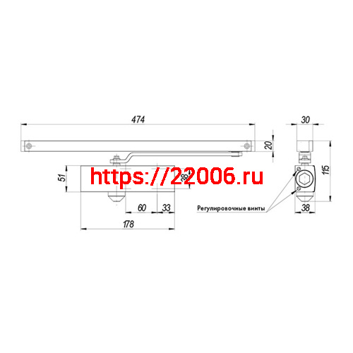 Доводчик Armadillo (Армадилло) дверной со скользящей тягой DCSLIDER85 (DCS-85) WH (белый) фото 2 Доводчик Armadillo (Армадилло) дверной со скользящей тягой DCSLIDER85 (DCS-85) WH (белый) фото 2